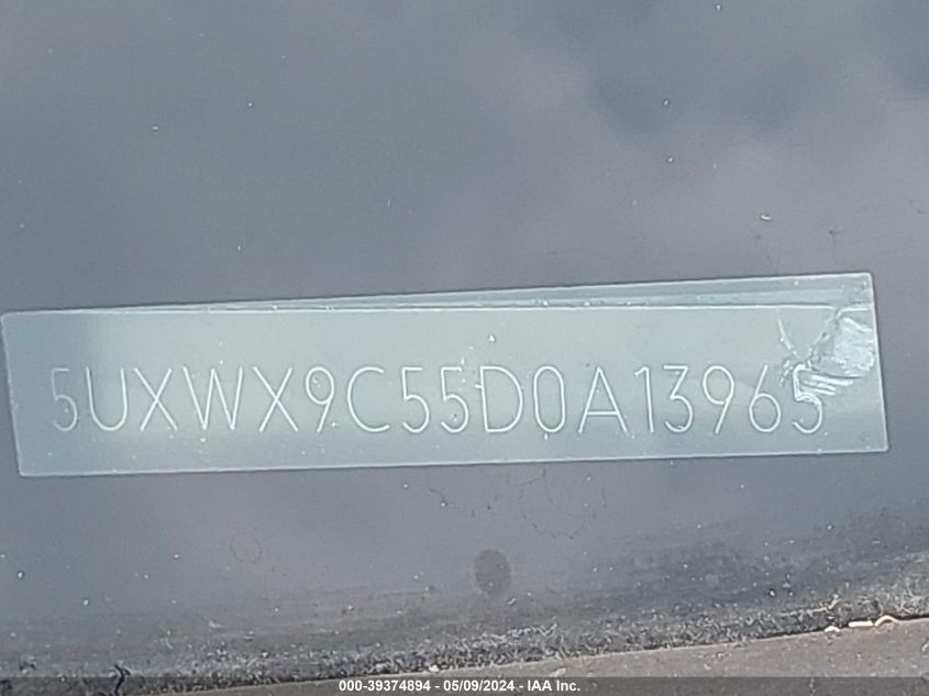 2013 BMW X3 xDrive28I VIN: 5UXWX9C55D0A13965 Lot: 39374894