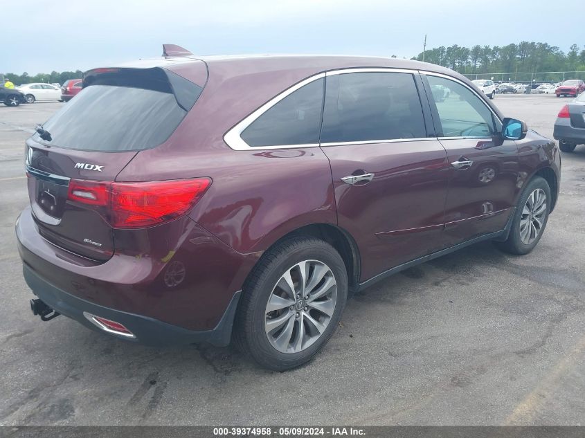 2016 Acura Mdx Technology Acurawatch Plus Packages/Technology Package VIN: 5FRYD4H43GB038497 Lot: 39374958