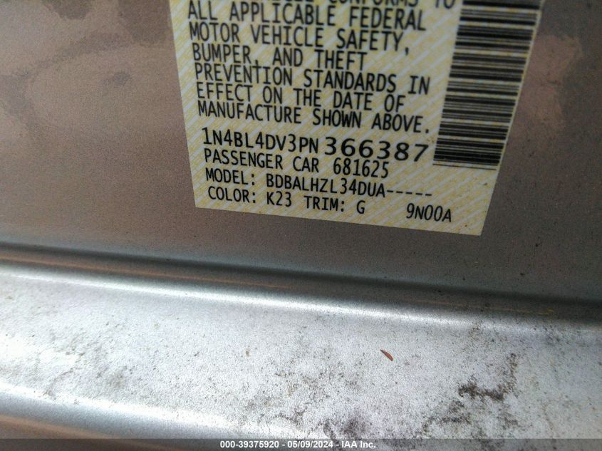 VIN 1N4BL4DV3PN366387 2023 NISSAN ALTIMA SV FWD