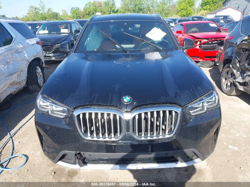 2022 BMW X3 xDrive30I VIN: 5UX53DP03N9K41496 Lot: 39376057