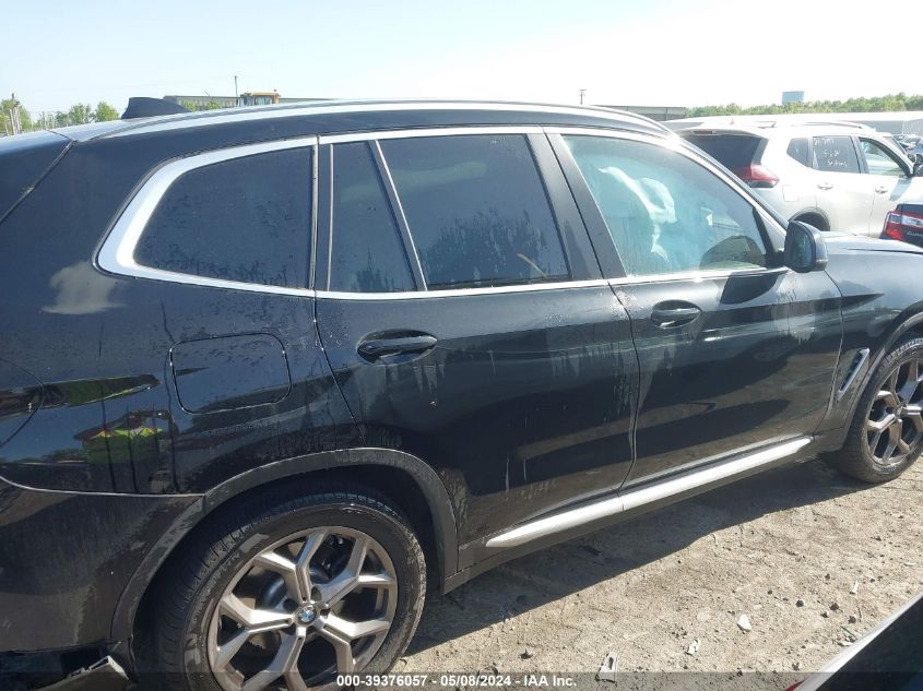 2022 BMW X3 xDrive30I VIN: 5UX53DP03N9K41496 Lot: 39376057