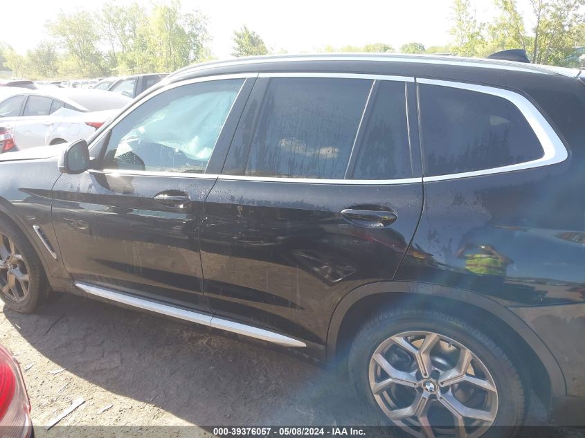 2022 BMW X3 xDrive30I VIN: 5UX53DP03N9K41496 Lot: 39376057