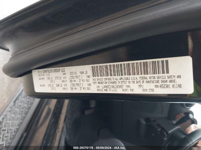 2010 Jeep Wrangler Sport VIN: 1J4AA2D14AL203497 Lot: 39376176