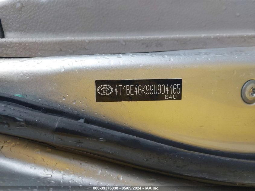 2009 Toyota Camry Le VIN: 4T1BE46K99U904165 Lot: 39376338