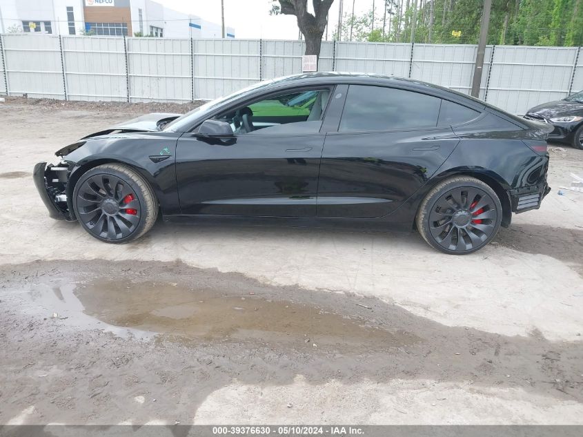 2022 Tesla Model 3 Performance Dual Motor All-Wheel Drive VIN: 5YJ3E1EC4NF326156 Lot: 39376630