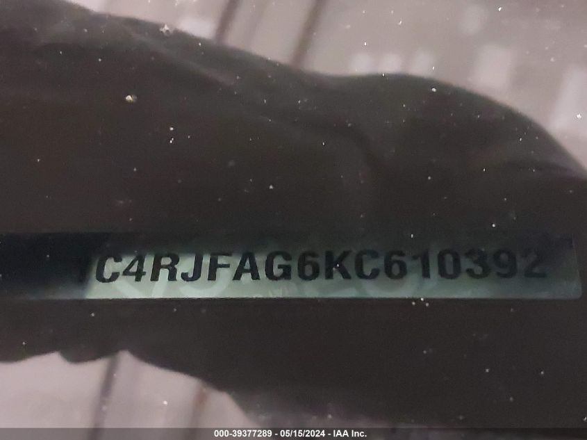 2019 Jeep Grand Cherokee Altitude 4X4 VIN: 1C4RJFAG6KC610392 Lot: 39377289