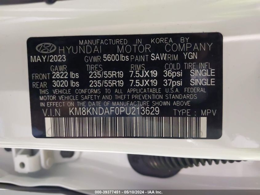 2023 Hyundai Ioniq 5 Sel VIN: KM8KNDAF0PU213629 Lot: 39377451