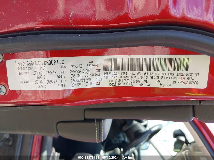 2015 Jeep Cherokee Limited VIN: 1C4PJLDS2FW507108 Lot: 39378189