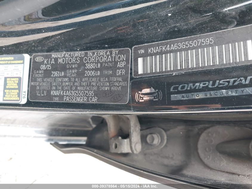 2016 Kia Forte Lx VIN: KNAFK4A63G5507595 Lot: 39378564