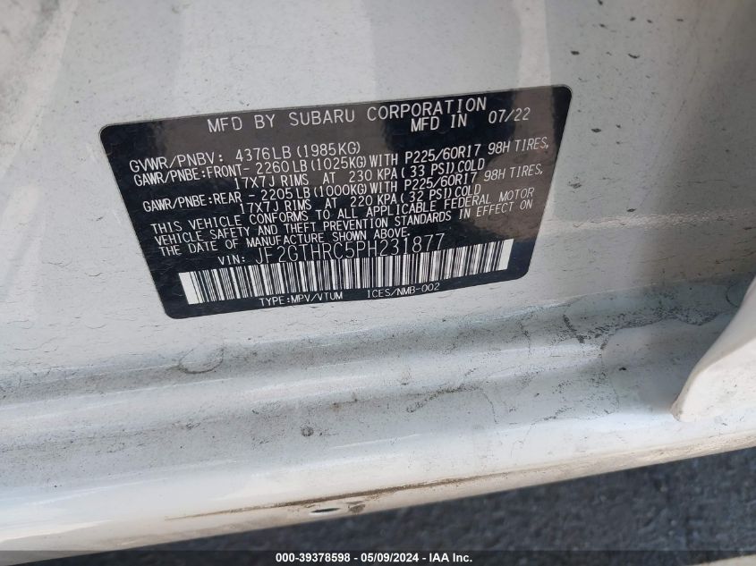 2023 SUBARU CROSSTREK SPORT - JF2GTHRC5PH231877