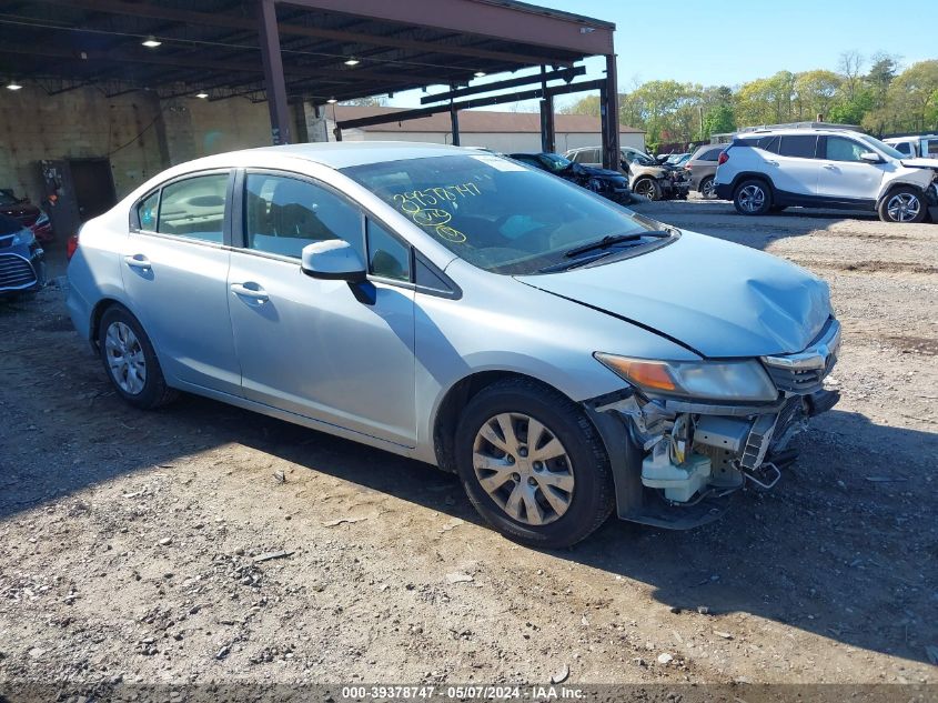 2012 Honda Civic Lx VIN: 19XFB2F59CE350192 Lot: 39378747