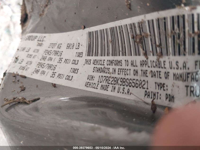 2011 Ram Dakota St VIN: 1D7RE2BK9BS656021 Lot: 39379653