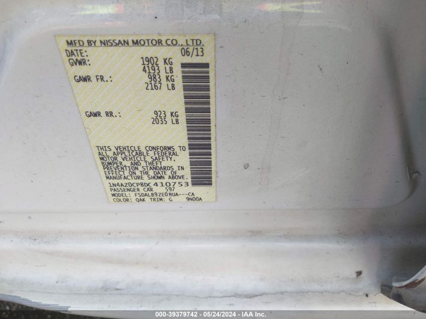 2013 NISSAN LEAF S/SV/SL - 1N4AZ0CP8DC410753