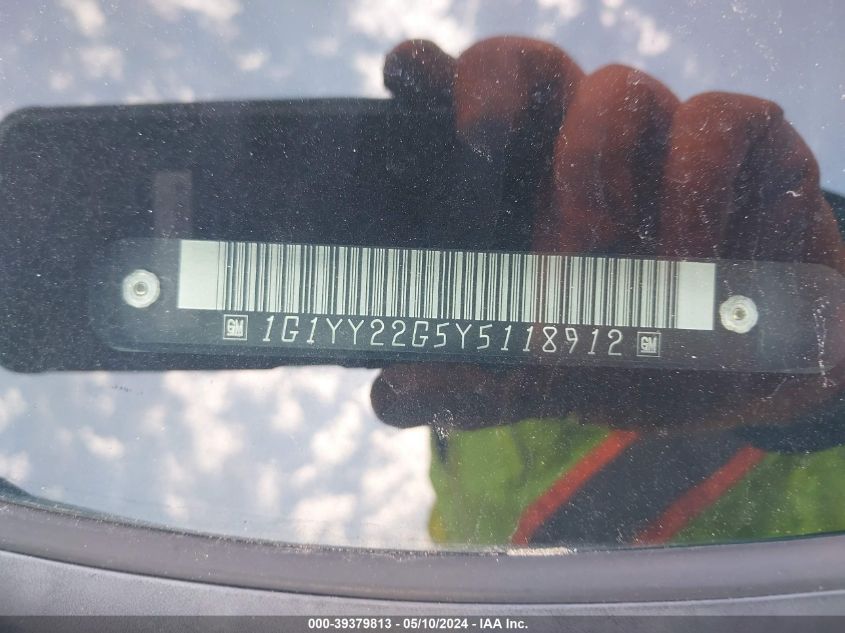 2000 Chevrolet Corvette VIN: 1G1YY22G5Y5118912 Lot: 39379813