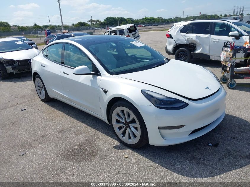 2022 Tesla Model 3 Long Range Dual Motor All-Wheel Drive VIN: 5YJ3E1EB4NF168487 Lot: 39379998