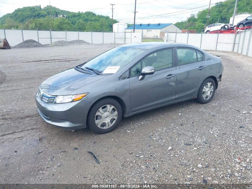 2012 Honda Civic Hybrid VIN: JHMFB4F37CS004664 Lot: 39381187