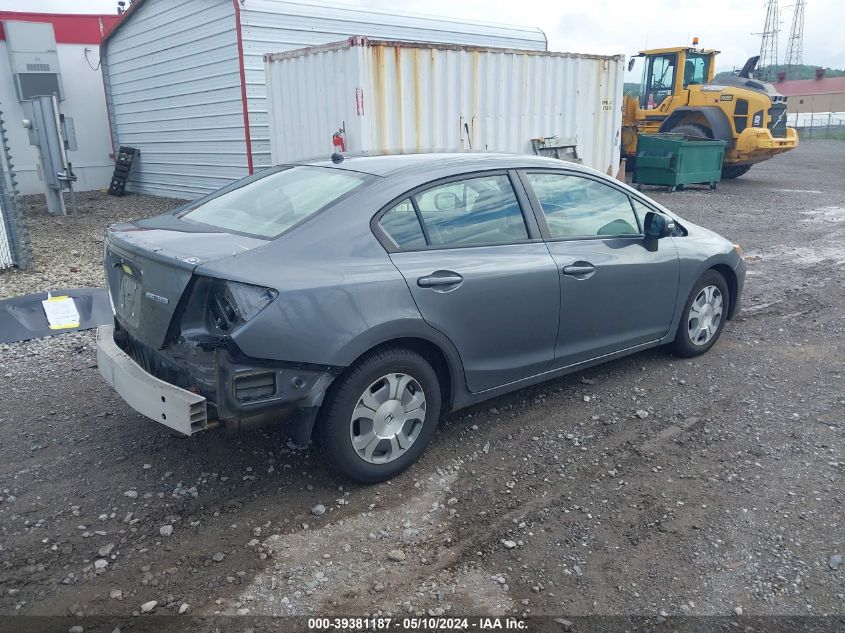 2012 Honda Civic Hybrid VIN: JHMFB4F37CS004664 Lot: 39381187