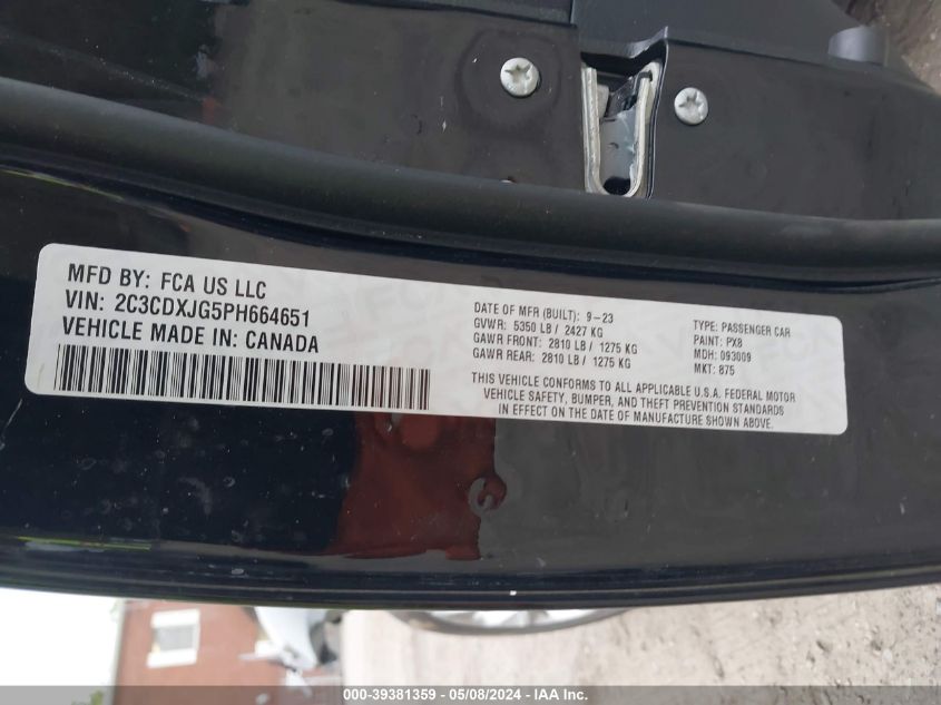 2023 DODGE CHARGER SXT AWD - 2C3CDXJG5PH664651