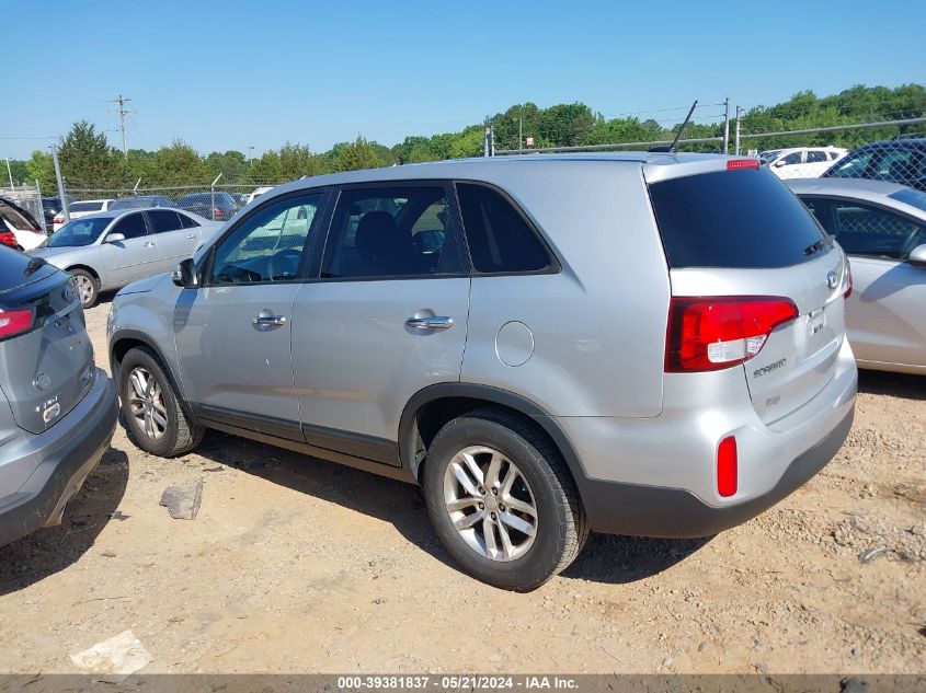 2014 Kia Sorento Lx VIN: 5XYKT3A64EG485247 Lot: 39381837