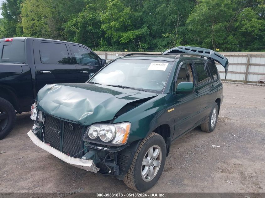 2001 Toyota Highlander V6 VIN: JTEHF21A410040180 Lot: 39381878