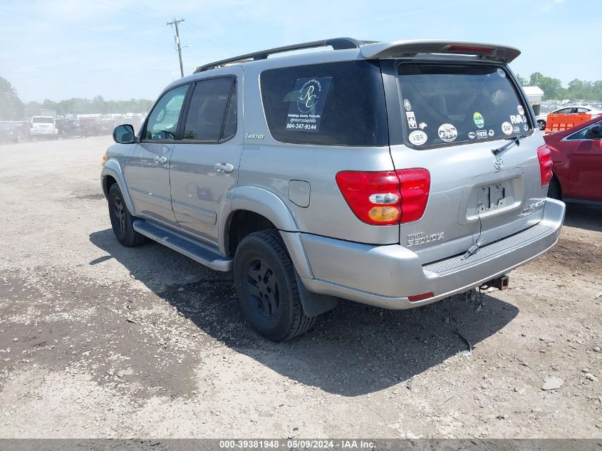 2001 Toyota Sequoia Limited V8 VIN: 5TDBT48A21S004408 Lot: 39381948