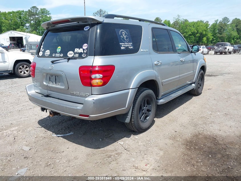 2001 Toyota Sequoia Limited V8 VIN: 5TDBT48A21S004408 Lot: 39381948