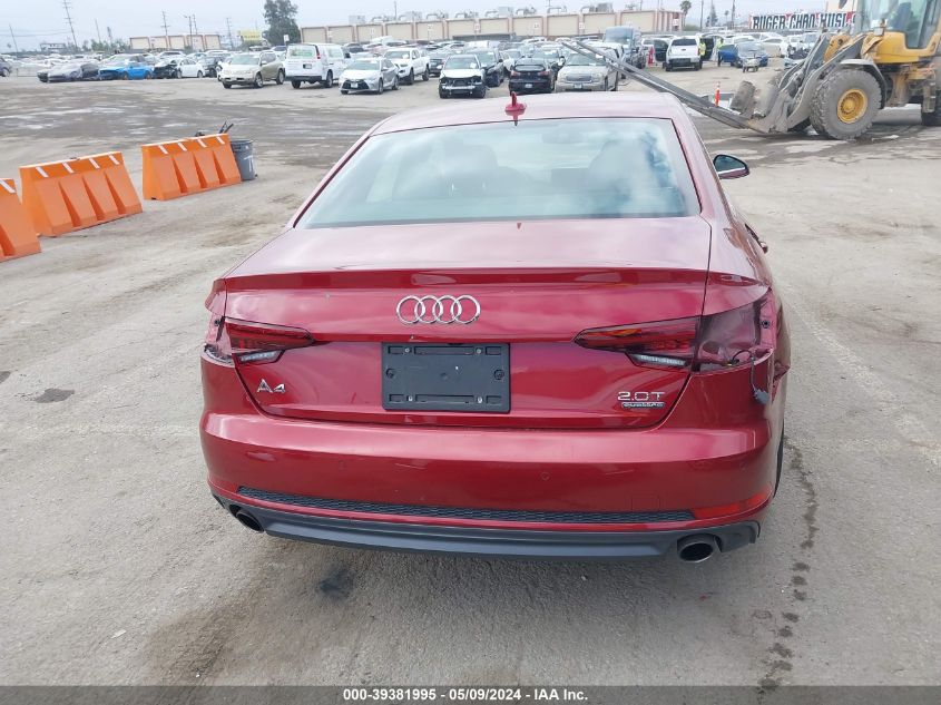 2018 Audi A4 2.0T Premium/2.0T Tech Premium VIN: WAUENAF47JA093812 Lot: 39381995