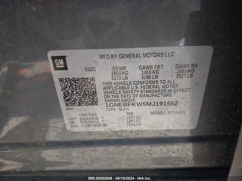 2021 Chevrolet Traverse Fwd Ls VIN: 1GNERFKW5MJ191552 Lot: 39382048