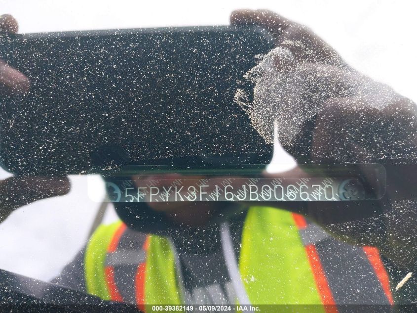 2018 HONDA RIDGELINE SPORT - 5FPYK3F16JB006670