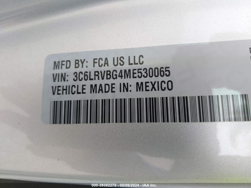 2021 Ram Promaster 1500 136 Wb VIN: 3C6LRVBG4ME530065 Lot: 39382275