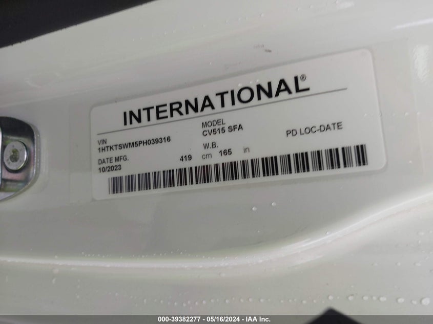 2023 International Cv VIN: 1HTKTSWM5PH039316 Lot: 39382277