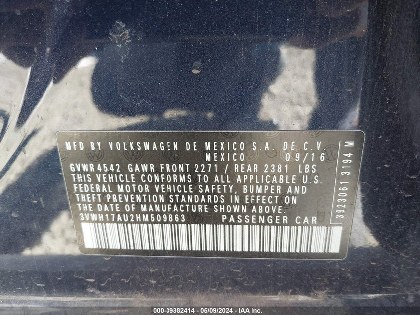 2017 VOLKSWAGEN GOLF ALLTRACK S/SE/SEL - 3VWH17AU2HM509863