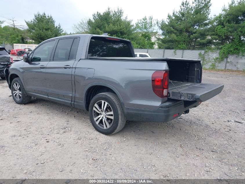 2017 Honda Ridgeline Rts VIN: 5FPYK3F4XHB015537 Lot: 39382422