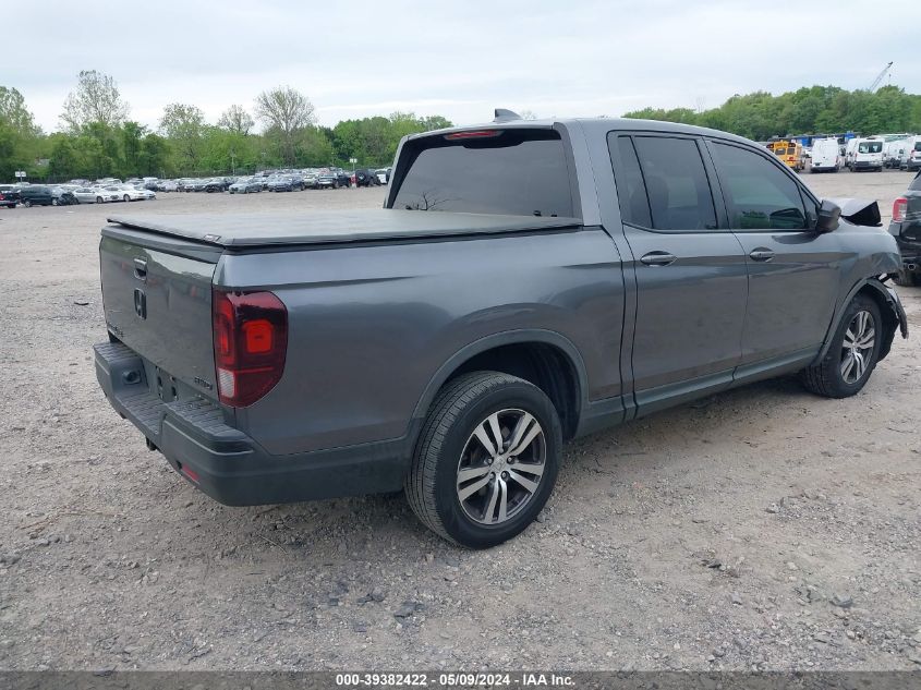 2017 Honda Ridgeline Rts VIN: 5FPYK3F4XHB015537 Lot: 39382422