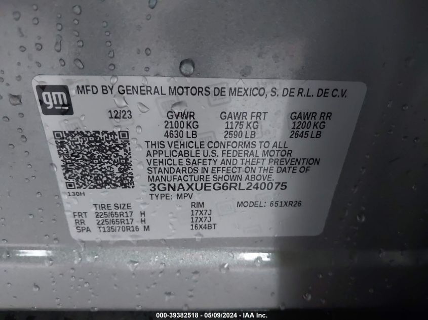 2024 CHEVROLET EQUINOX AWD LT - 3GNAXUEG6RL240075