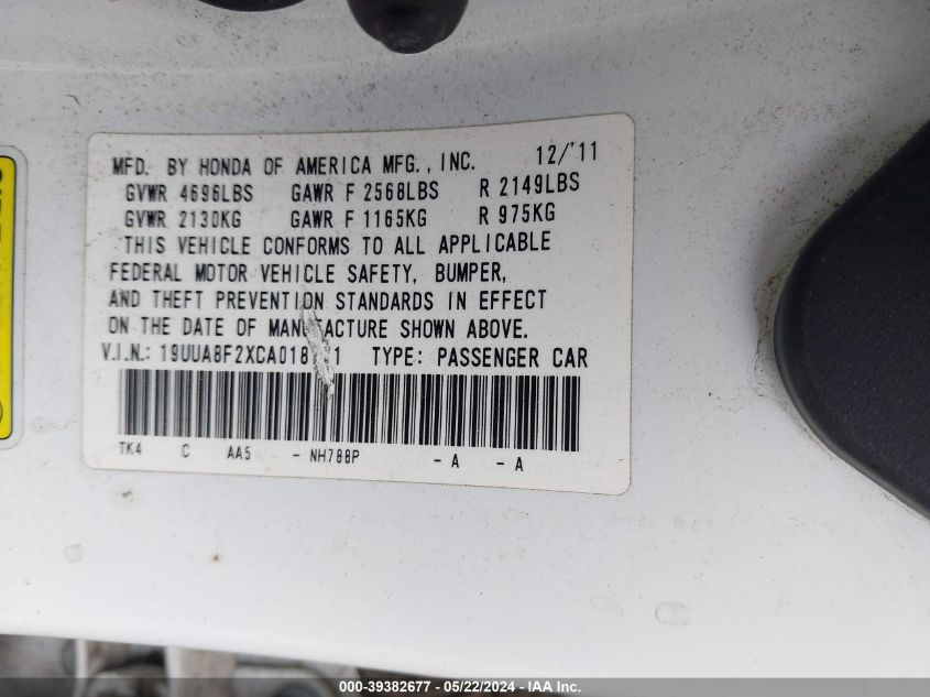 19UUA8F2XCA018771 2012 Acura Tl 3.5