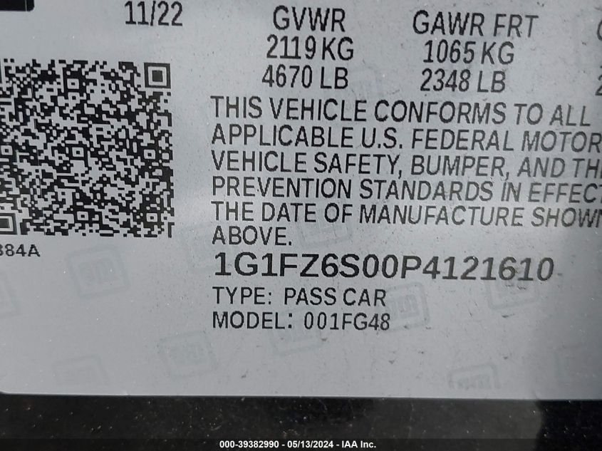 2023 Chevrolet Bolt Euv Fwd Premier VIN: 1G1FZ6S00P4121610 Lot: 39382990