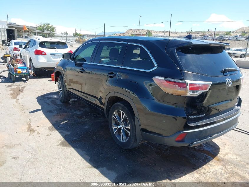 2016 Toyota Highlander Xle V6 VIN: 5TDJKRFH9GS258394 Lot: 39383251