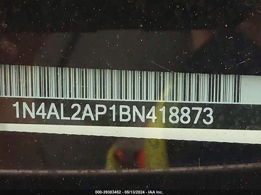 2011 Nissan Altima 2.5 S VIN: 1N4AL2AP1BN418873 Lot: 39383452