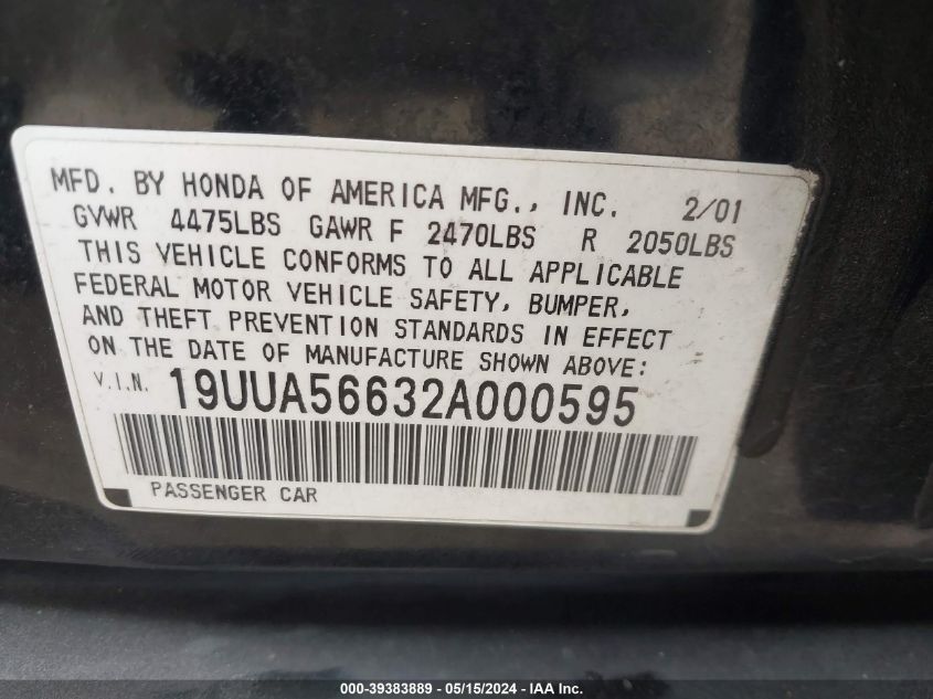 19UUA56632A000595 2002 Acura Tl 3.2