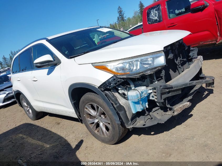 2015 Toyota Highlander Xle V6 VIN: 5TDJKRFH1FS222374 Lot: 39384361