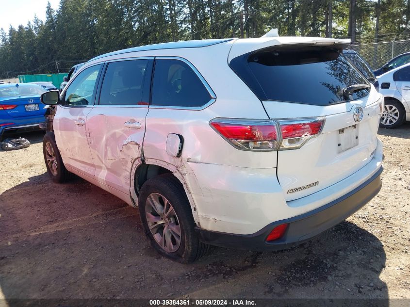 2015 Toyota Highlander Xle V6 VIN: 5TDJKRFH1FS222374 Lot: 39384361