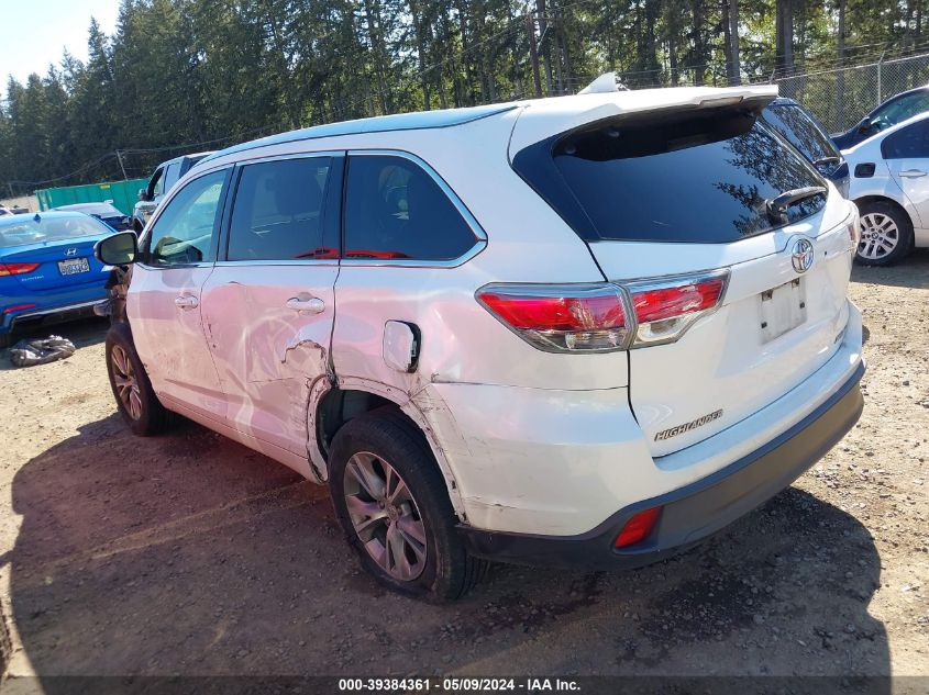 2015 Toyota Highlander Xle V6 VIN: 5TDJKRFH1FS222374 Lot: 39384361