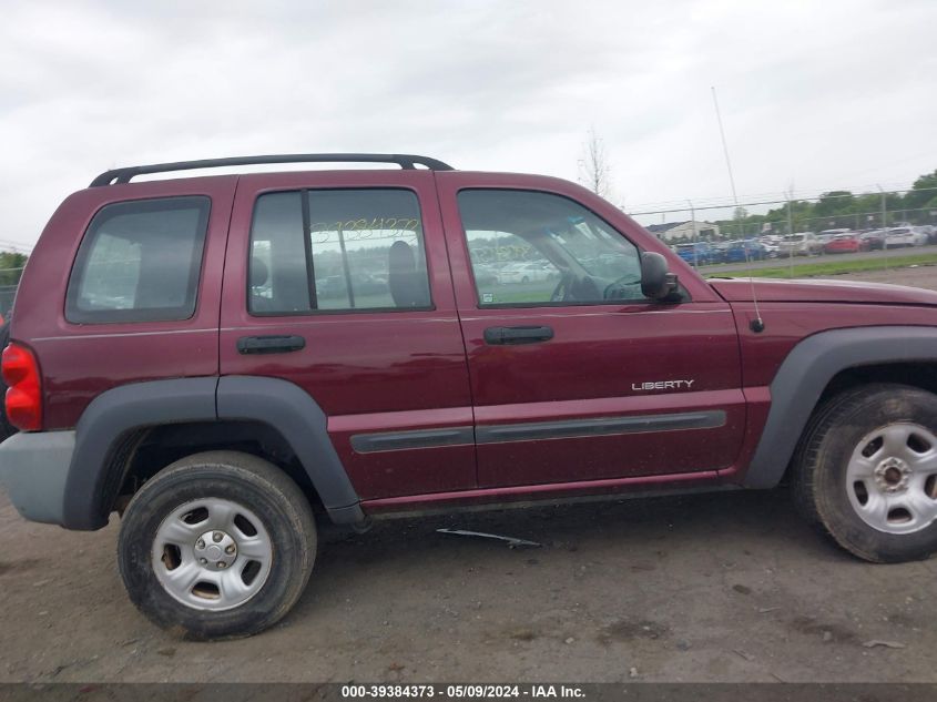 2003 Jeep Liberty Sport VIN: 1J4GL48K93W663114 Lot: 39384373