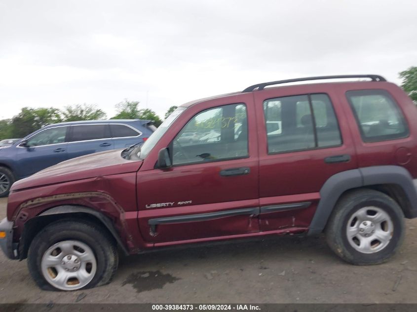 2003 Jeep Liberty Sport VIN: 1J4GL48K93W663114 Lot: 39384373