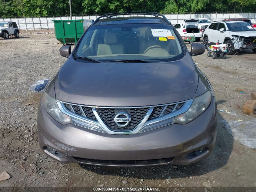 2012 Nissan Murano Sl VIN: JN8AZ1MU9CW109110 Lot: 39384394