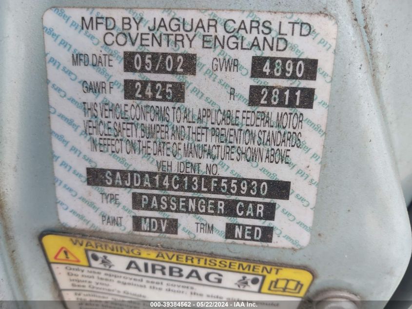 2003 Jaguar Xj Xj8 VIN: SAJDA14C13LF55930 Lot: 39384562