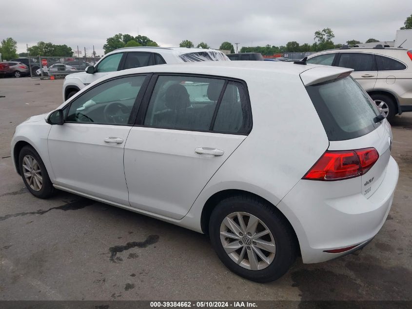 2015 Volkswagen Golf Tsi S 4-Door VIN: 3VW217AU5FM089616 Lot: 39384662