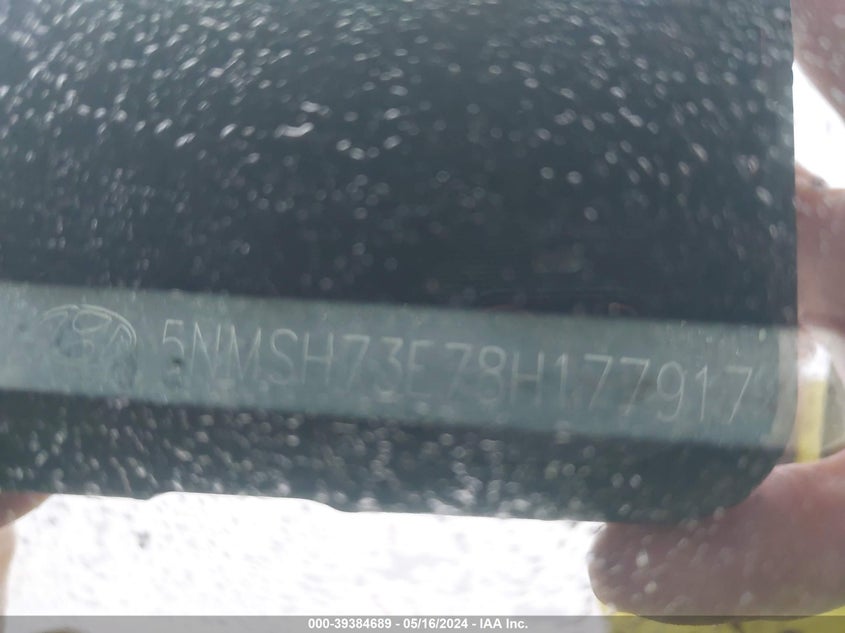 2008 Hyundai Santa Fe Limited/Se VIN: 5NMSH73E78H177917 Lot: 39384689