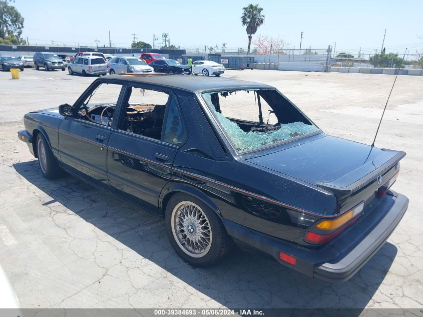 1988 BMW M5 VIN: WBSDC9307J2791585 Lot: 39384693